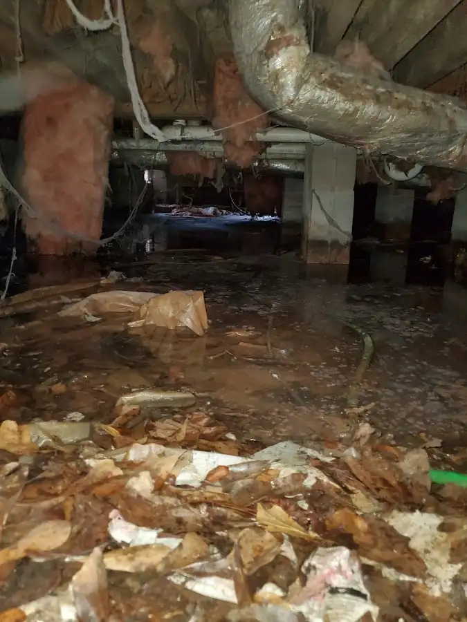 Crawl space flood assessment for Commercial Water Damage Restoration in Wrentham